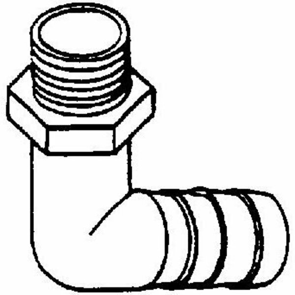 Larsen Supply Co Hose Barb Ell, Pls 3/4Mx3/4 19-9722P